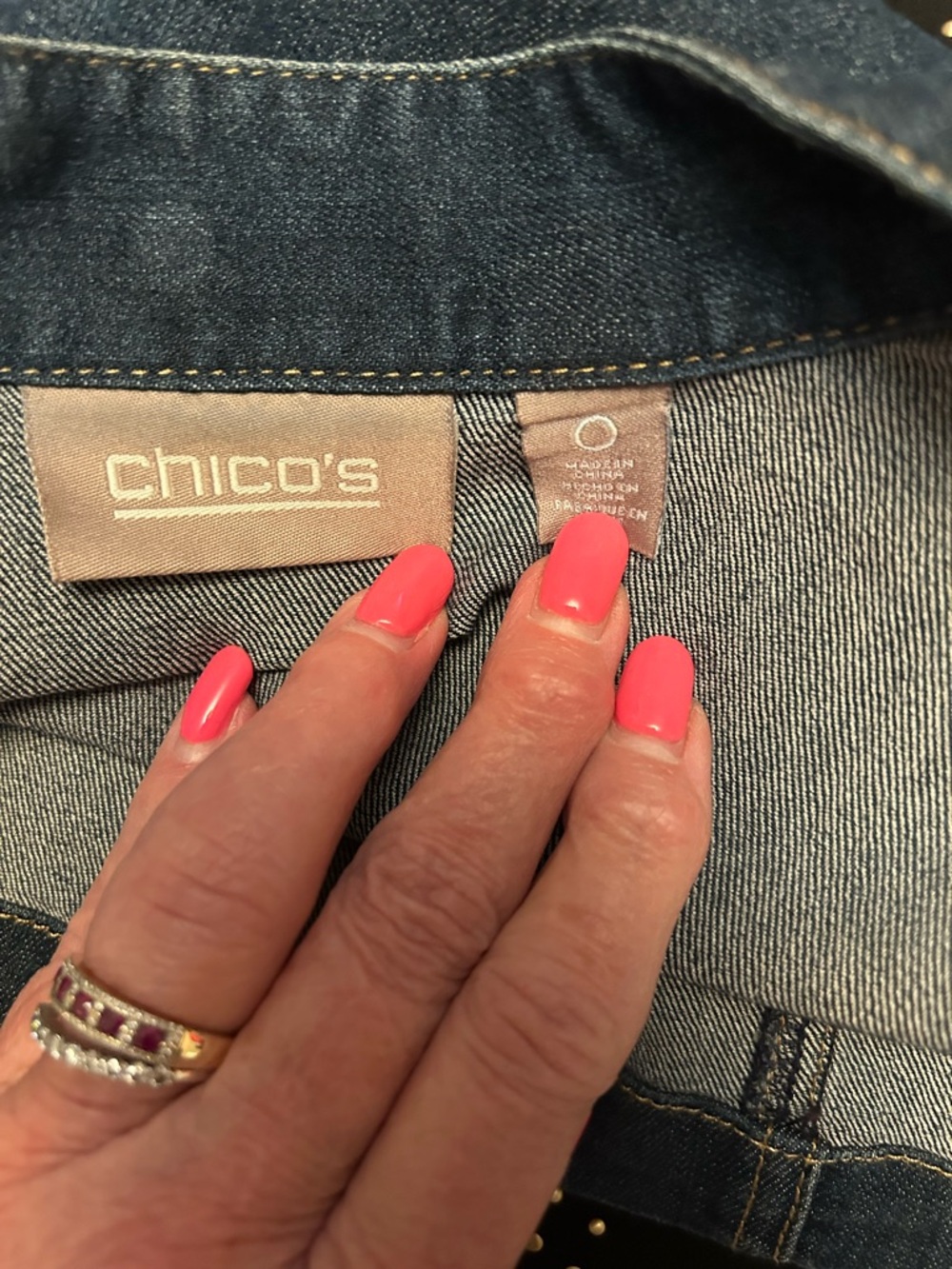 Chico's Indigo Denim Jacket with Silver Studs - Picture 5 of 5